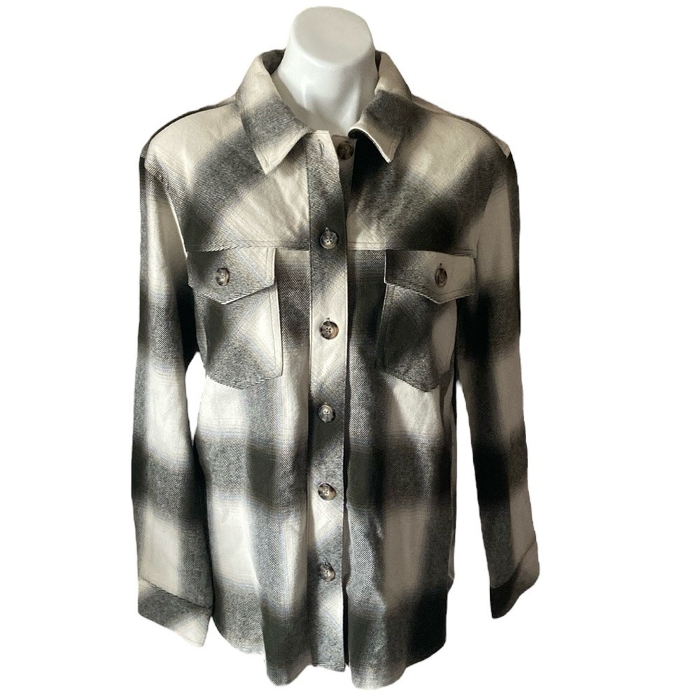 Sanctuary Women’s Black and White Checkered Button Down Shirt 100% Cotton Size S